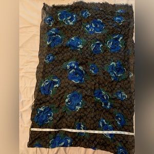 Coach Blue and Green Rose Scarf